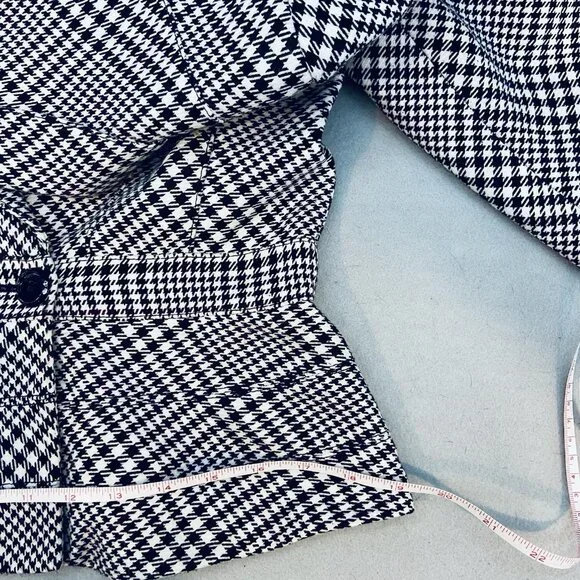 WHBM Black White Houndstooth Fitted Peplum Blazer SZ 6 Classic Feminine - Picture 10 of 12